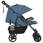 Mogou Geschwisterwagen, Zwillingskinderwagen, Doppelkinderwagen, Geschwisterbuggy, Double Stroller, Marineblau Stahl, Dunkelgrau
