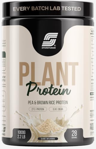Image of Sparkfusion Vegan Plant Protein Powder Organic Isolated Pea & Brown Rice Protein 25 gm Protein Easy To Digest Triple|Chocolate Flavour (1 kg (Pack of 1), Unflavoured)