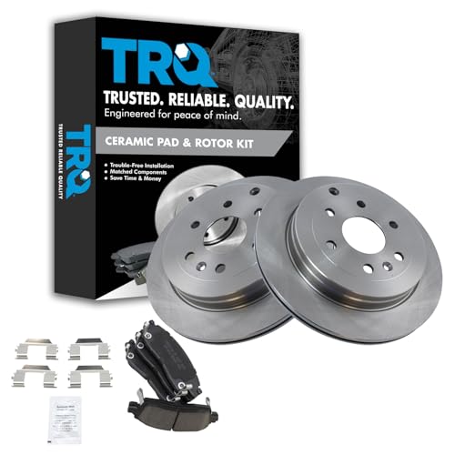 Image of TRQ Rear Brake Pad and Rotor Set Ceramic Vented Rotors