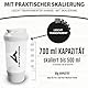 Eiweiß Shaker FYRA 700ml - BPA frei mit Container & Pulverfach, Protein Shaker mit Sieb und Skala für Whey und BCCA Shakes, Fitness Trinkflasche für Smoothie Isolate & Diät Sport Konzentrate in Weiß