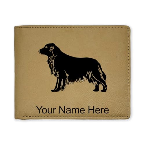 LaserGram Faux Leather Bi-Fold Wallet, Golden Retriever Dog, Personalized Engraving Included (Beige)