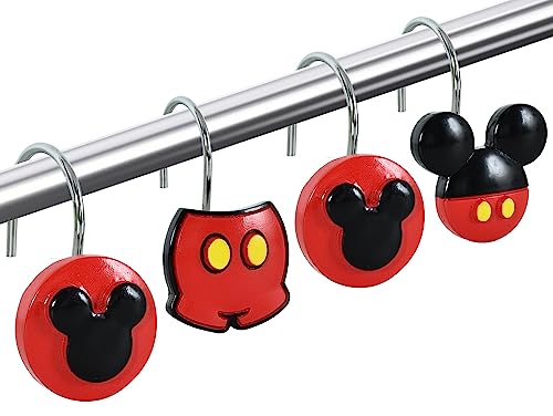 Image of CTOHN 12 Pieces Mouse Shower Curtain Hooks Rings, Mouse Theme Decorative Shower Hooks for Shower Curtain, Stainless Steel Decorative Shower Hangers Rings for Bathroom
