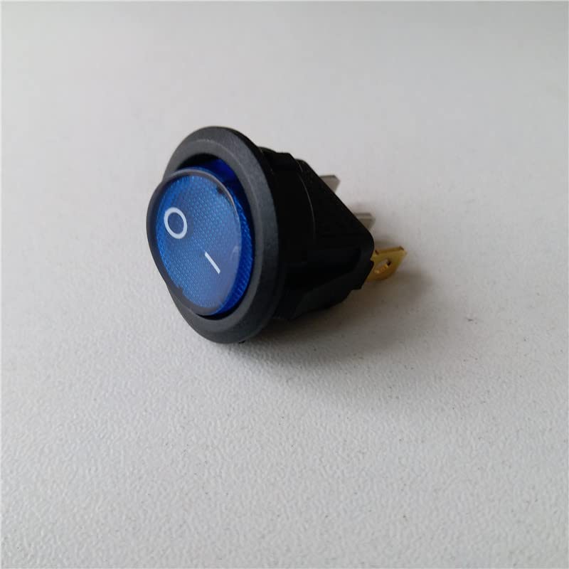 Commutateur Rocer 250V 6A : lot de 25 interrupteurs ronds et carrés à 3 broches avec témoin bleu