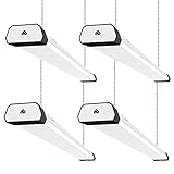 Linkable 120W LED Shop Light, 4 Pack 5000K LED Utility Shop Lights 15,600 LM 3.6FT Plug in Integrated Fixture with ON/Off Pull Chain for Garage, Workshops, Basements, Hanging or FlushMount, ETL Listed