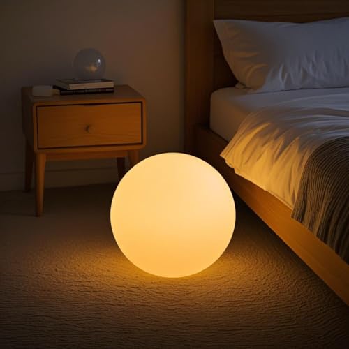 12-Inch LED Ball Light Changing Glowing Orb Light with Remote Soft Dimmable Globe Floor Lamp Rechargeable Globe Mood Lamp Waterproof Decorative Cordless Night Lights for Home Bedroom Nursery Patio