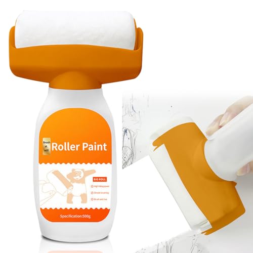 NAVESO 2 in 1 Wandfarbe Ausbessern Weiß Roller, 500g Ausbesserungsfarbe Weiss Roller, Wandreparatur-Rollbürste mit Wandreparaturpaste, Wandreparatur Creme für Reparieren Sie Graffiti, Kratzer, Flecken