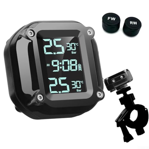 Motorcycle TPMS Wireless Tyre Pressure Monitor with LCD & Sensors