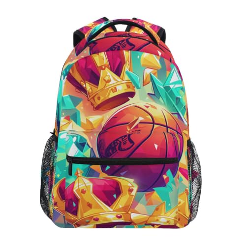 Sac à dos scolaire basket-ball aquarelle pour garçons et filles