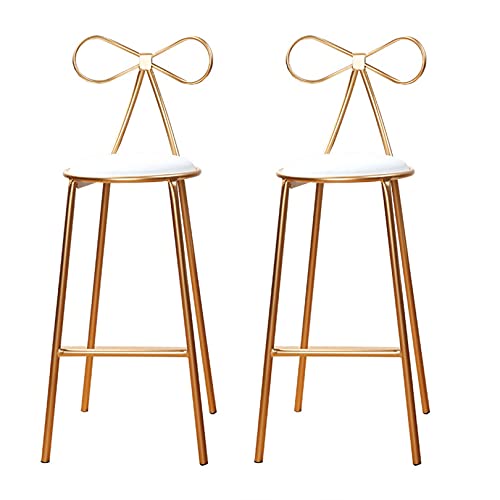 Chaise de Bar Papillon Blanche avec Pieds Dorés pour Comptoir de Cuisine (Lot de 2)