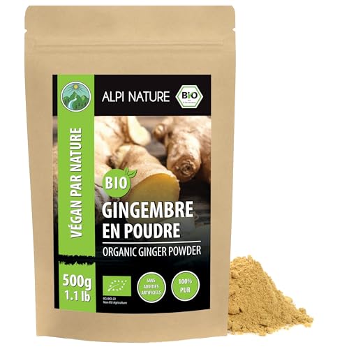 Alpi Nature Gingembre en Poudre BIO 500g, Racine de Gingembre Séchée et Moulue pour la Cuisine