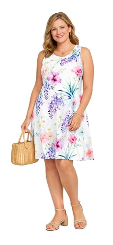Image of Summer Dresses for Women 2026 Casual Sundresses Beach Cover Ups Sleeveless Tshirt Swing Dress with Pockets