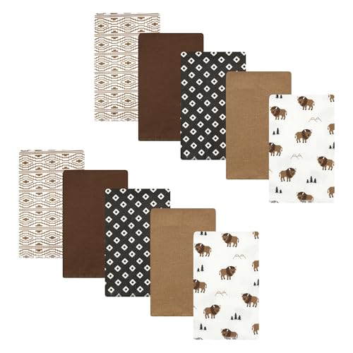Image of Hudson Baby Unisex Baby Cotton Poly Flannel Burp Cloths, Wild Buffalo 10 Pack, One Size