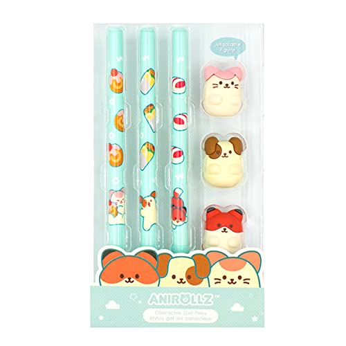 Set de 6 bolígrafos gel con figuras Anirollz