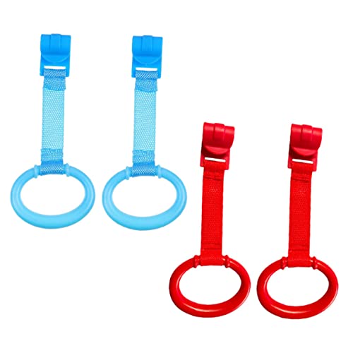 COOPHYA ベビーベッド用プルリング 幼児用 スタンディングハンドルリング 学習用 赤ちゃんの立ち上がり補助ツール 滑らかな表面 ベビーベッドハンギングリング 4個セット