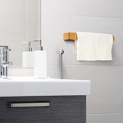 /G Self Adhesive Bamboo Towel Holder -- No Drilling Hand Towel Ring Strong Hold Self Adhesive Bathroom Towel Bar Bamboo Towel Rack Sticky Towel Hanger For Kitchen Living Room Bedroom thumb #5