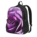 KPXXAQT Mochila de gran capacidad con estampado de rosas moradas para adultos, trabajo, viajes, senderismo, viajes de fin de semana al aire libre