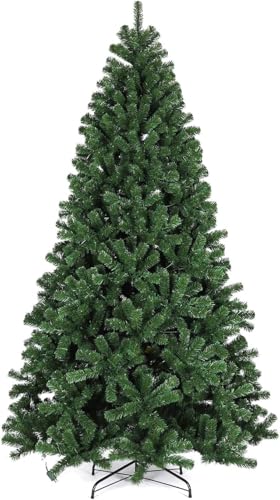 KKTECH Premium Artificial Christmas Tree 7FT 8FT 10FT Green Bushy Xmas Tree with Metal Stand and Realistic PVC Branches Christmas Tree for Indoor Holiday Decoration (7FT (210cm))