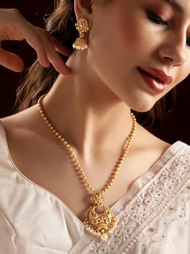 Image of Rubans Gold Plated Necklace Set Traditional Festive Jewellery for Women & Girls