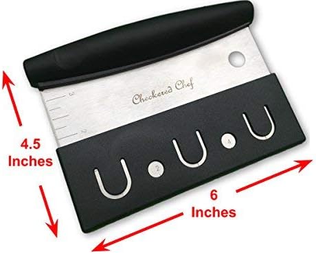 Checkered Chef Dough Scraper - Stainless Steel Kitchen Bench Scraper, Icing Smoother & Food Chopper - Pizza, Vegetable and Pastry Cutter w/Protective Plastic Cover﻿