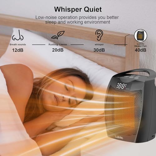 Image of Portable Ceramic Space Heater 1500W, Fast Heating, Digital Display with Touch Controls, Built-in Handle, Overheat and Tip-Over Protection, Ideal for Home, Bedroom, and Office Heating