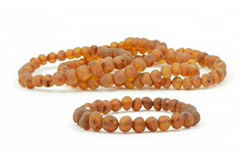 Raw Amber Bracelets for Adults made on Elastic Band - 7 inches Hand-Made from Unpolished/Certified Baltic Amber Beads4