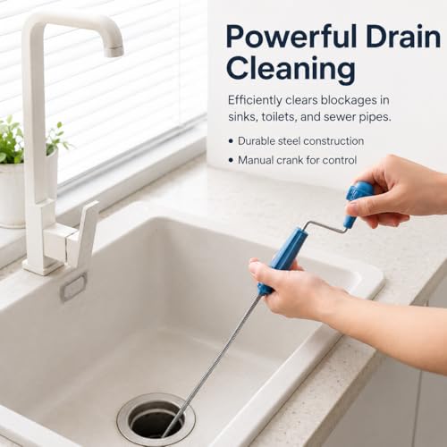 Destapacaños manual, serpiente para desagüe de acero inoxidable para fregadero de cocina y baño, destapacaños reutilizable para pelo, manual de 3 m miniatura 7