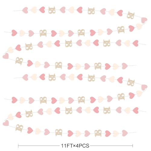Image of Champagne Gold Pink 18th Birthday Decorations Champagne Gold Dusty Pink Heart Garland Streamer Banner Backdrop for Girls Happy 18th Birthday Time to Adult Cheers to 18 Years Old Party Supplies