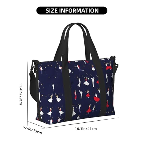Ballroom Dance Pattern print Gym Bag for Women,Carry on Weekender Overnight Duffle Bag,Personal Item Tote Bag4