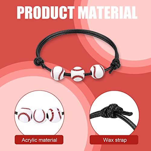 baseball party favors - 36pcs charm baseball bracelets for boys adjustable sport wristbands with bead balls - team theme birthday gift for teens