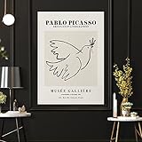 Pablo Picasso Poster niedlich abstrakt Hund Katze Taube Flamingo Schmetterling Poster minimalistisch Wand Bilder schwarz weiß eine Strichzeichnung Gemäldeposter Friedenstaube Bild Leinwand 0621192