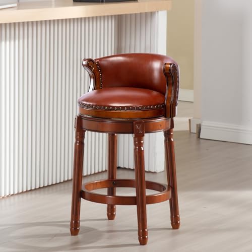 Amazon: AULIFE Cow top Leather Wooden Bar Stools, Seat Height 26
