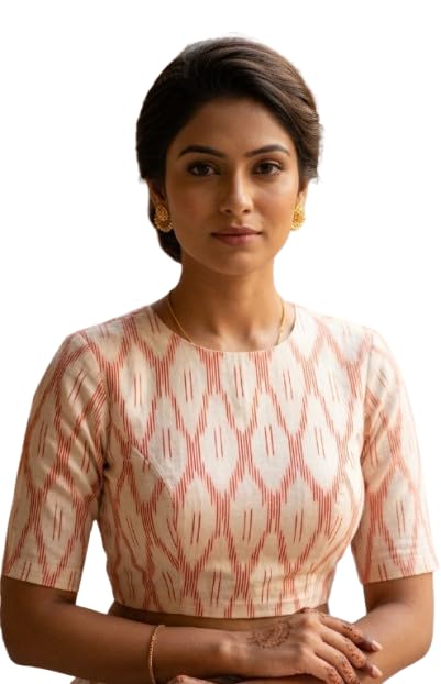 Image of Cotton Pochampally ikat unstitched blouse, Kurthi, long frock fabric material for women (1 meter, 2 meters & 3 meters)