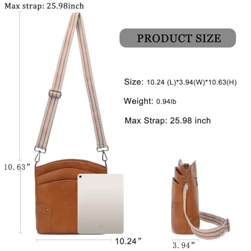 LOXOMU Crossbody Bags for Women, Medium Vegan Leather Crossbody Purses Shoulder Handbags with Multi-Pockets for Travel3
