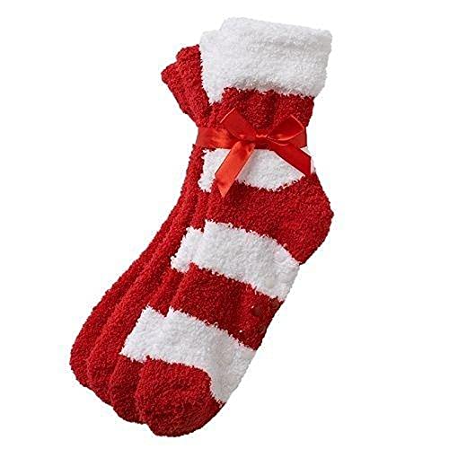 Earth Therapeutics Thera Soft Shea Butter Striped & Solid Moisturizing Socks: Red/White: 2 Pairs