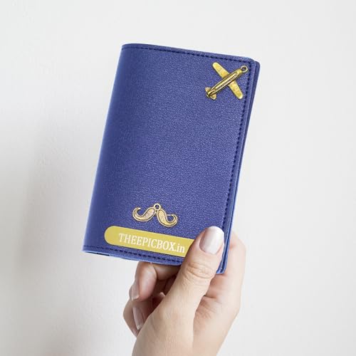 Image of Personalized Leather Passport Holder Cover | Custom Name & Charm | Sleek & Stylish Travel Wallet for Men & Women | Faux Leather Passport Cover | Unisex Travel Accessory (Blue)