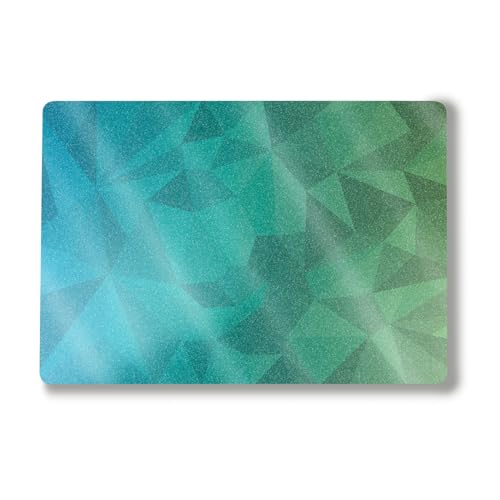 Glossy Glitter Laptop Skin Compatible with Surface Laptop 7 15" (2024) - Blue Green Polygon - Premium 3M Vinyl Protective Wrap Decal Cover - Easy to Apply | Crafted in The USA by MightySkins