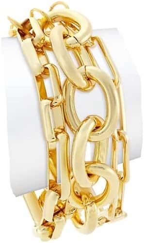 Kenneth Jay Lane Polished Gold 3-Row Chain Link Necklace or Bracelet