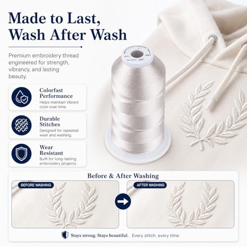 Image of Simthread Embroidery Machine Thread 5000M 40WT Polyester, Dove Gray S007 | 5000M 40WT polyester thread feeds smoothly for home or commercial embroidery projects.