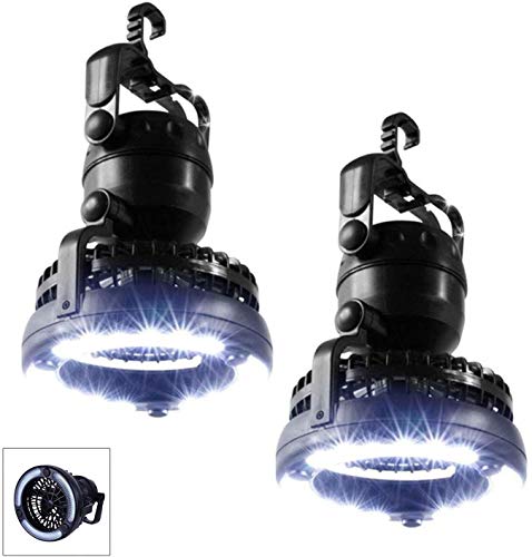 iMBAPrice (2-Pack) Portable LED Camping Lantern with 18 LED Flashlight Ceiling Fan