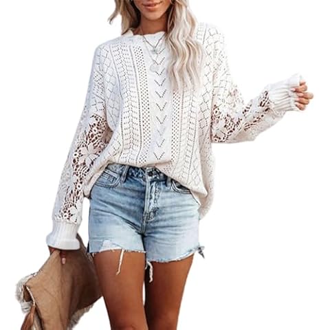 MINTLIMIT Women's Crochet Lace Knit Sweater Cover