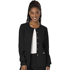 Cherokee-Womens-Snap-Front-Warm-up-Jacket Cherokee Women's Snap Front Warm-up Jacket, Black, Medium