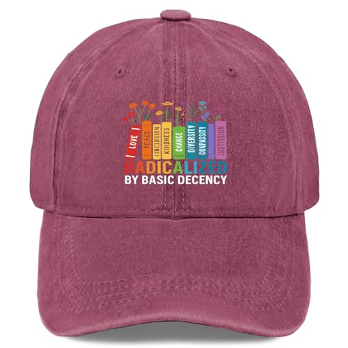 Radicalized by Basic Decency Hat Funny Political Humor Trucker Cap Witty Statement Baseball Hat Novelty Gift for Men and Women Snapback