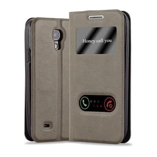 cadorabo Coque pour Samsung Galaxy S4 en Marron Pierre - Housse Protection avec Stand Horizontal et Deux Fenêtres - Portefeuille Etui Poche Folio Case Cover
