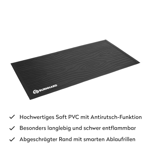 BURNHARD® Grillmatte 160 x 80 cm – Bodenschutzmatte für Gasgrill & BBQ – feuerfeste Grillunterlage aus Soft-PVC für Balkon & Terrasse