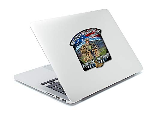 Skull Society - We Stand For The Flag We Kneel For The Fallen 7 Inch Patriotic All Weather Decal Sticker For Cars, Trucks, Motorcycles & Laptops - Sticks To All Flat Surfaces Including Car Windows #TOP3