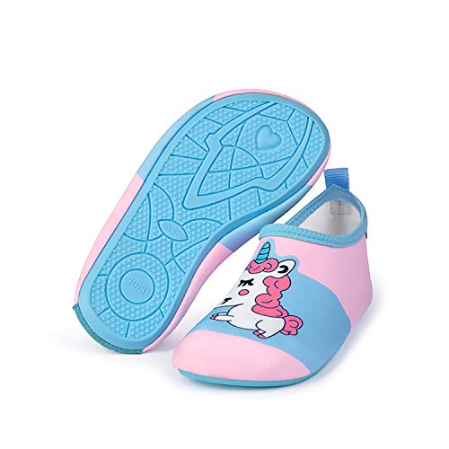 Kids Swim Water Shoes Barefoot Aqua Socks Shoes for Beach Pool Surfing Yoga(Unicorn,32-33)