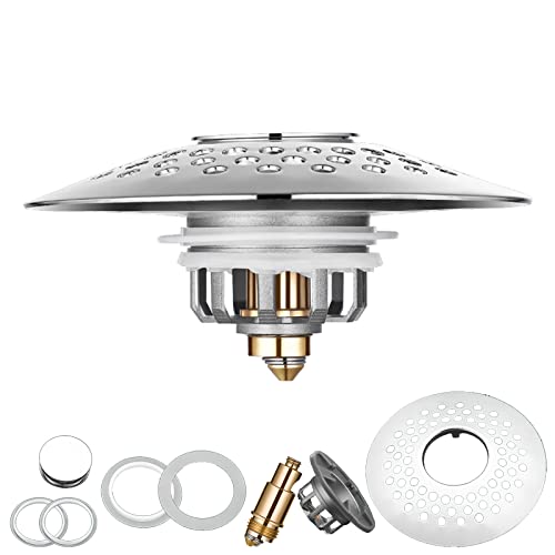 Universal Bathtub Stopper With Shower Drain Hair Catcher, Upgraded Brass Bath Tub Drain Plug, Bathtub Drain Cover, Pop-Up Drain Filter For 1.6-2 Inch Drain Hole (Tub Stopper 1 Pcs) #TOP2