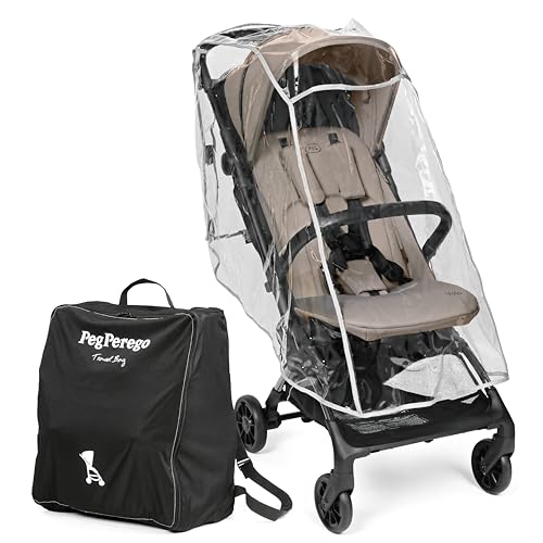 Peg Perego Cochecito Ligero Volo con Burbuja de Lluvia, Apto Avión, Compacto, Equipaje de Mano, Desde Recién Nacido hasta 22 kg, Bolsa de Viaje Incluida, Misty Beige