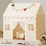 Tiny Land Kinderzelt für Drinnen mit Matte und Lichtern, Spielhaus Indoor für Kinder | Prinzessin Spielzelt als Kinderzimmer Deko & Lesezelt, Mädchen und Jungen