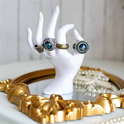 Image of Maxsirui Hand Form Ring Holder Jewelry Display Organization Rack Bracelet Ring Watch Stand Support Aesthetic Y2k Room Decor (White)